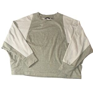 AnyBody Sweatshirt 1X Green Colorblock Thumbhole Raglan Crewneck Pullover SOFT